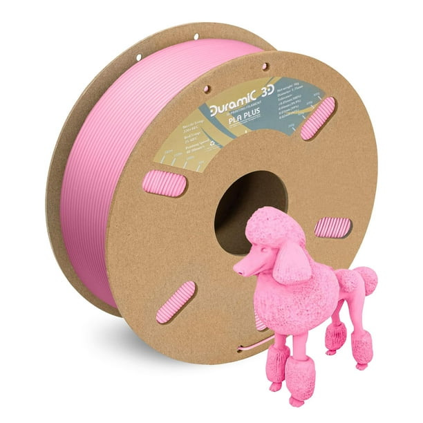 Filamento DURAMIC 3D PLA+ de 1,75 mm, 1 kg, color rosa para impresora 3D