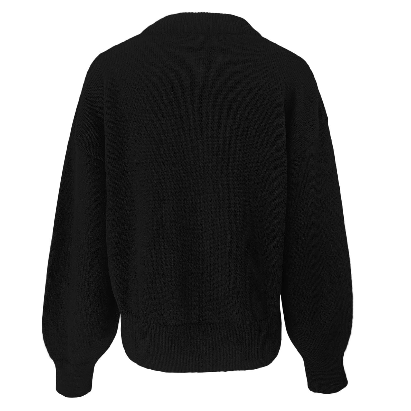 Olyvenn Women's Oversized Scoop Neck Pullover Sweater Long Sleeve Knitted Sweater Chunky Trendy Fall Winter Sweater Tops Black M