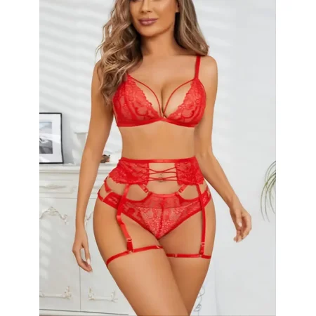 

3 Pack Women‘s Lace Sexy Lingerie Set With Garter Belt Valentines Gifts