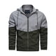 thumbnail image 1 of Chaqueta de moto de bolsillo a prueba de viento cálida informal con cremallera con capucha de color contrastante para hombre Pompotops  oipoqjl9428, 1 of 6