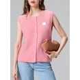 thumbnail image 4 of Komoo Women Vintage Knit Tank Top Sleeveless Crewneck Button Down Summer Sweater Vest Streetwear, 4 of 7