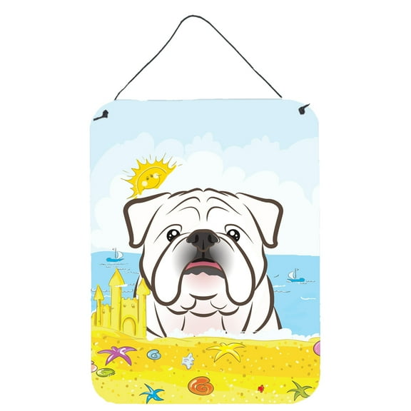 Caroline's Treasures BB2088DS1216 White English Bulldog Summer Beach Wall or Door Hanging Prints, 12x16, multicolor