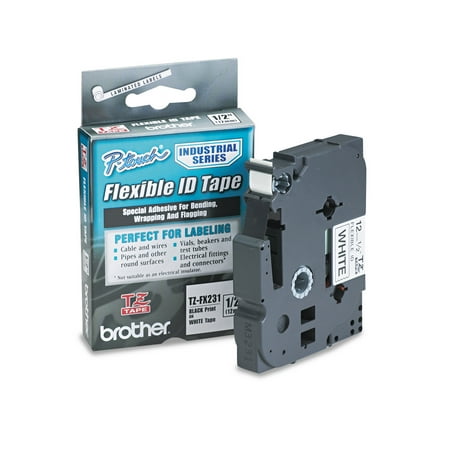 Brother P-Touch TZe Flexible Tape Cartridge for P-Touch Labelers 1/2" x 26-1/5 ft Black on White