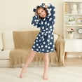 thumbnail image 3 of FORMRS Niños Bathrobe Unisex Hooded Robe Soft Plush Pajamas Sleepwear, Size 2-3T, Navy Blue Baseball Pattern, 3 of 7