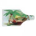 thumbnail image 1 of Beach Cutting Board, Illustration Relax Exotic Summer Holidays on Hammock Theme Hot Paradise Lands, Decorative Tempered Glass Cutting and Serving Board, Wine Bottle Shape, Multicolor, by Ambesonne, 1 of 1
