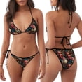 thumbnail image 3 of Naloa Rose Flowers Print Women Halter Bikini Set ,Two Piece Triangle Swimsuit,Tie Bathing Suit,Sexy Triangle Two Piece Swimwear, 3 of 5