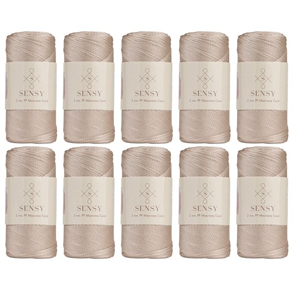 10 Skeins of Sensy Premium 2mm 251 Yards Polyester Rope 100% Polypropylene Cord Macrame Cord 2mm Crochet Bag Cord Macrame Rope Crochet Thread Gift for Knitter (Latte)