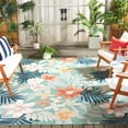 thumbnail image 2 of SAFAVIEH Cabana Caris Floral Indoor/Outdoor Area Rug, Green/Rust, 6'5" x 6'5" Square, 2 of 17