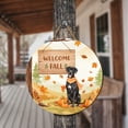 thumbnail image 3 of Welcome Fall Great Dane Cozy Autumn Field Pumpkins Golden Leaves Round Wood Sign Danes Dog Lover Gifts Hanging Wall Home Decor - 12013, 3 of 5