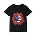 thumbnail image 2 of BRGZLK American Flag Sunflower Shirts For Toddler Kids Fashion American Flag Print Cotton T-Shirt Boys Girls Cute Round Neck Short Sleeve Top Black 7-8 Years, 2 of 6