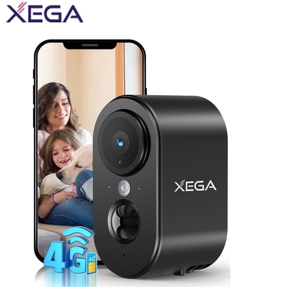 Xega 4G LTE Cellular Security Camera Indoor, Wireless Battery Powered, 2K HD, PIR Motion Detection, Color Night Vision, 2-Way Audio, SIM Card Included