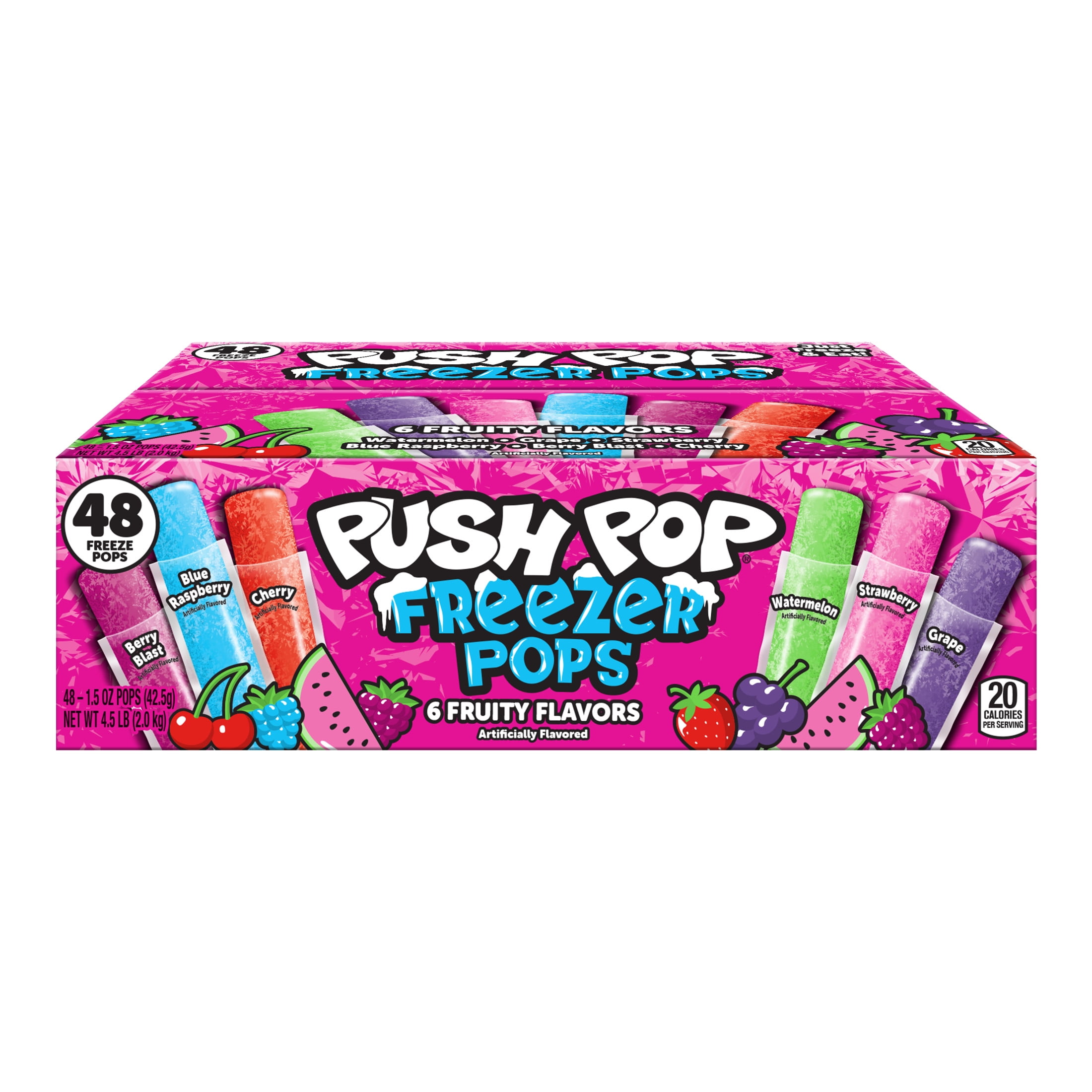 Push Pop Ice Pops, 6 Fruity Flavors, 48 Count Box