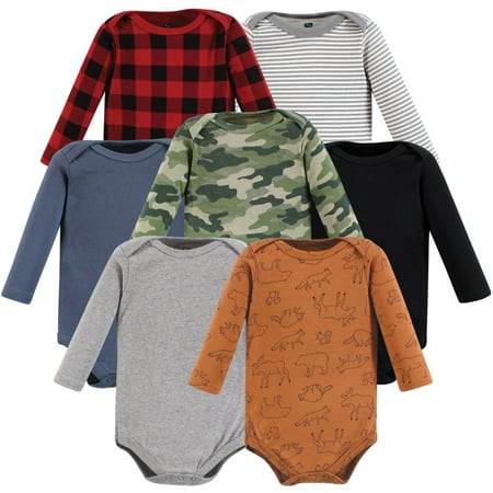 

Hudson Baby Infant Boy Cotton Long-Sleeve Bodysuits Into The Woods Prints 7-Pack 12-18 Months