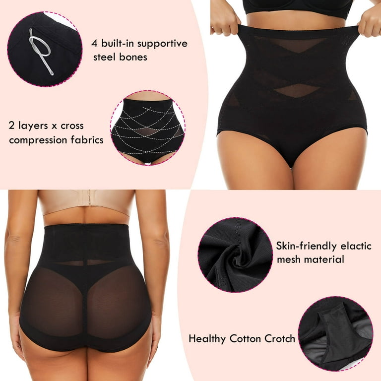 Women Butt Lifter Shapewear Hi-Waist Double Tummy Control Panties Waist  Trainer Slimming Body Shaper Underwear