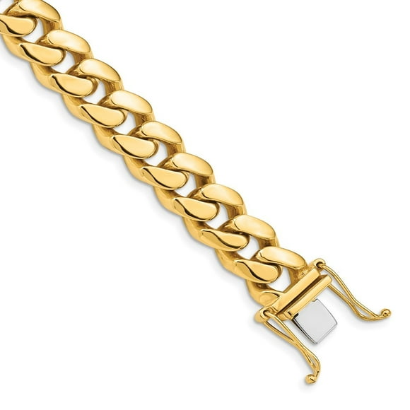 Diamond2Deal 14K Yellow Gold 10.7mm Miami Cuban Link Bracelet 8.25inch for Women