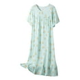thumbnail image 1 of MAOWAPLG Longues Chemises de Nuit pour Femmes Femmes Été Confort Mode Imprimé Col Rond Manches Courtes Longues Chemises de Nuit, 1 of 9