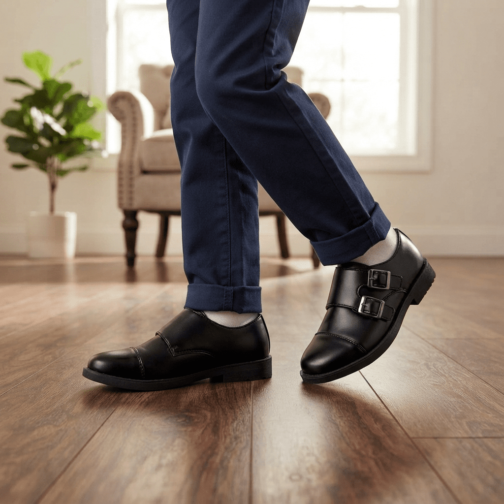Josmo BoyS Dress Shoes  Hook and Loop Double Monk Strap Cap Toe Oxford Loafers (Little Kid Big Kid), Black, Size: 6