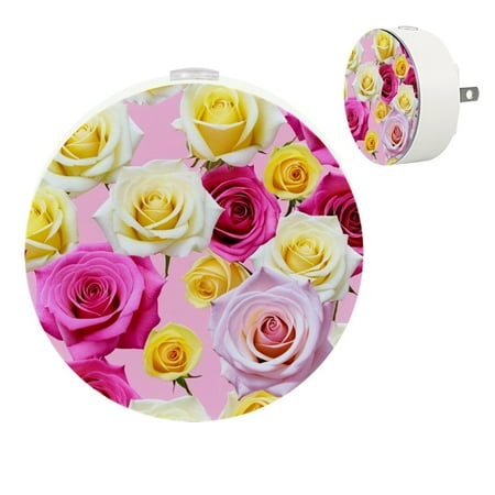 

YZUOUZY Lamp for Bedroom Nightlight Small Lamps Set of 2 Pink White Roses Flowers