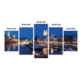 thumbnail image 2 of Cityscape 5 Panels Acrylic Glass Wall Art, Zurich Night Scenery Swiss Scenery Historic Town Switzerland Picture, Accent for Living Room, Bedroom, Dorm, 60" x 30", Cobalt Blue and Cream, by Ambesonne, 2 of 5