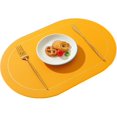 thumbnail image 3 of Juego de 4 manteles individuales de piel sintética para comedor, resistentes a los arañazos, antideslizantes, impermeables y a prueba de aceite, de color amarillo, fáciles de limpiar y resistentes al, 3 of 5