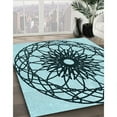 thumbnail image 3 of Ahgly Company Machine Washable Indoor Square Transitional Medium Teal Green Area Rugs, 4' Square, 3 of 7