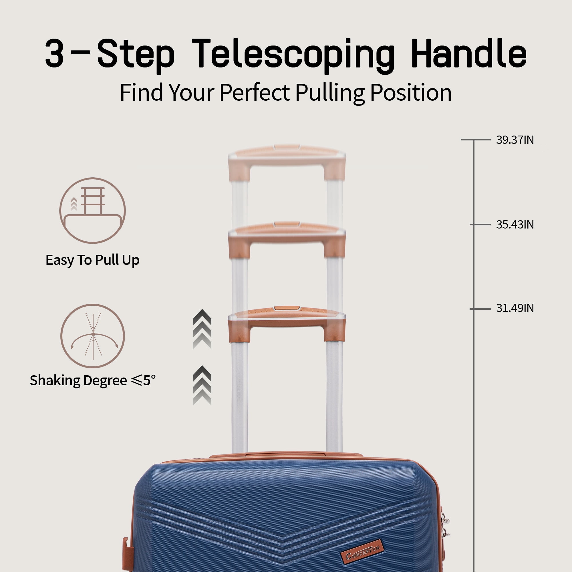 CONCEPZEN 5-Piece Expandable Hardshell Luggage Set with Spinner Wheels TSA Approved Carry On 20-Inch & Checked 24/28-Inch Lightweight Suitcases Suitable for Business and Family Travel