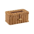 thumbnail image 2 of Liamobondopolis Hand Woven Rectangular Tissue Box Wooden Toggle Closure Secures Flip Lid Decorative Holder for Farmhouse Kitchen and Dining Spaces, 2 of 6