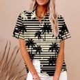 thumbnail image 3 of Camisas de Manga Corta para las Mujeres Cuello Redondo Hawaii Impresión Casual Blusa Plisada, Top Flujo, 3 of 5