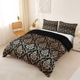 thumbnail image 3 of jejeloiu Opulent Damask Duvet Cover King,Vintage Print King Bedding For Adults,Black Gold,Black Reversible,3 Pieces,1 Duvet Cover and 2 Pillowcases, 3 of 6