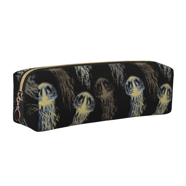 Balery Jellyfish Estuche de Lápices de Cuero Impreso, Estuche para Suministros de Arte, Estuche de Lápices con Cremallera, Estuche de Almacenamiento de Papelería