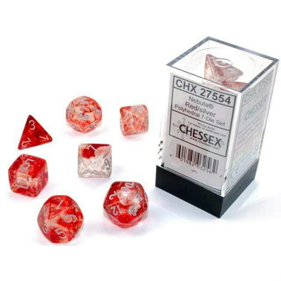 Chessex Nebula Polyhedral Red/Silver w/Luminary 7-Die Set