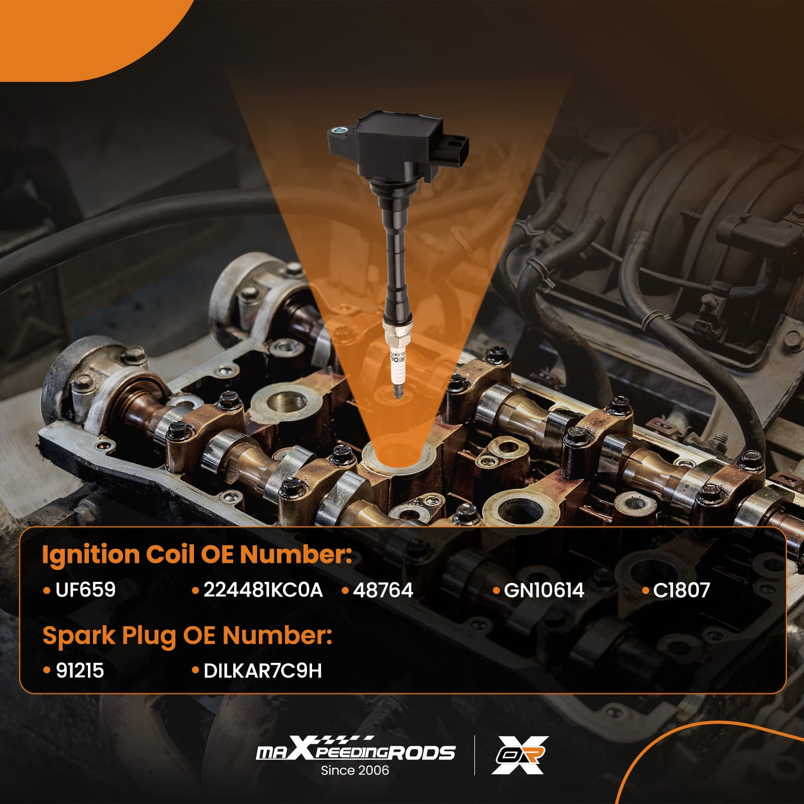 maXpeedingrods UF659 Set of 4 Ignition Coil Pack and Iridium Spark Plugs Fit for Nissan Juke 2011-2017 1.6L L4, Ignition Coil Kit Replaces UF-659 224481KC0A