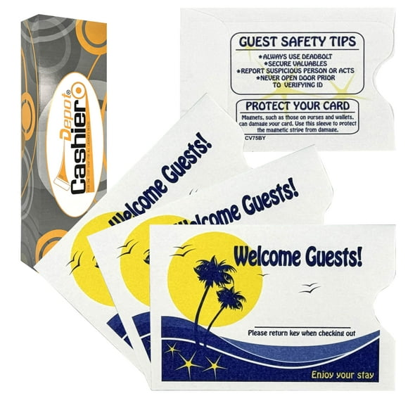 1000 Cashier Depot Enveloppe/pochette pour Carte-Clé "Invité de Bienvenue" 2 3/8 Pouces x 3 1/2 Pouces Papier Blanc Robuste 24lb, 1000 Pochettes (Bleu & Jaune)
