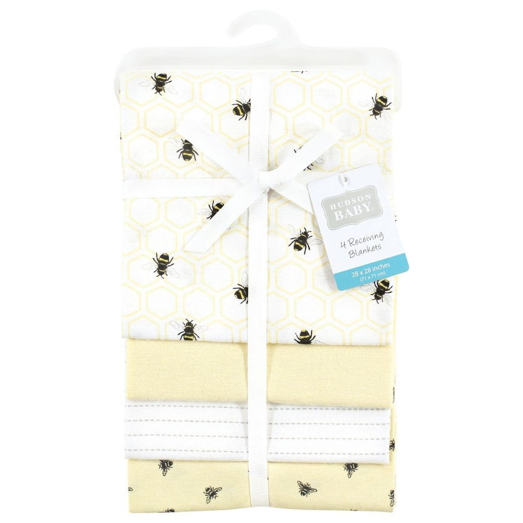 Hudson Baby Cotton Poly Flannel Receiving Blankets, Honey Bee, One Size