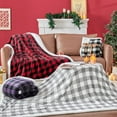 thumbnail image 4 of Sherpa Fleece Blanket - Black and Red Buffalo Plaid Christmas Blanket, Super Soft Cozy Warm Thick Winter Throw Blankets for Couch and Bed, Red and Black Throw, 4 of 7