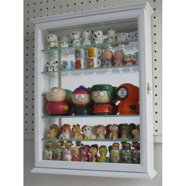 Wall Curio Cabinet With Glass Shelves, Small White Wall Curio Cabinet