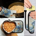thumbnail image 5 of 2 PCS Oven Baking Gloves Set Heat Resistant Oven Mitt & Pot Holder Set Cooking Mitts Kitchen Home Supplies Blue Crab and Shells, 5 of 5