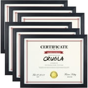 6 Pack 8.5x11 Picture Frames Diploma Certificate Document Award Black, Wall or Tabletop