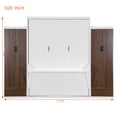 thumbnail image 5 of Full Size Murphy Bed with LED Lights and Wardrobes, Space-Saving Murphy Bed Cabinet Wall Bed with Drawers and Desk for Guest Room Home Office, White, 5 of 9