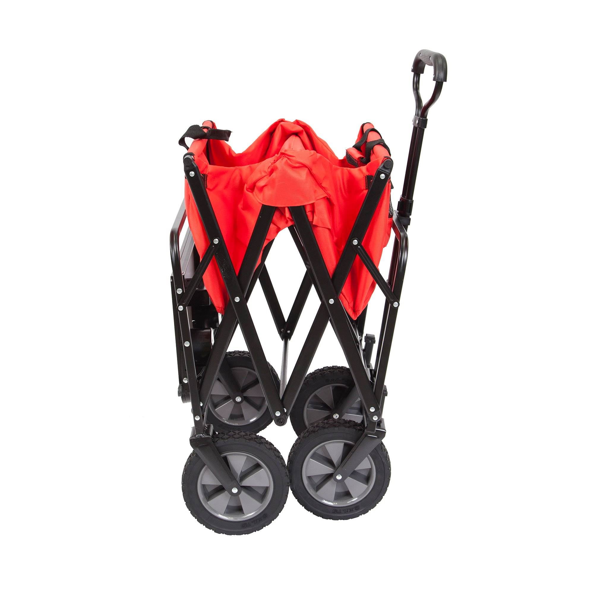 Mac Sports Collapsible Folding Outdoor Utility Wagon Cart w/ Table, Red