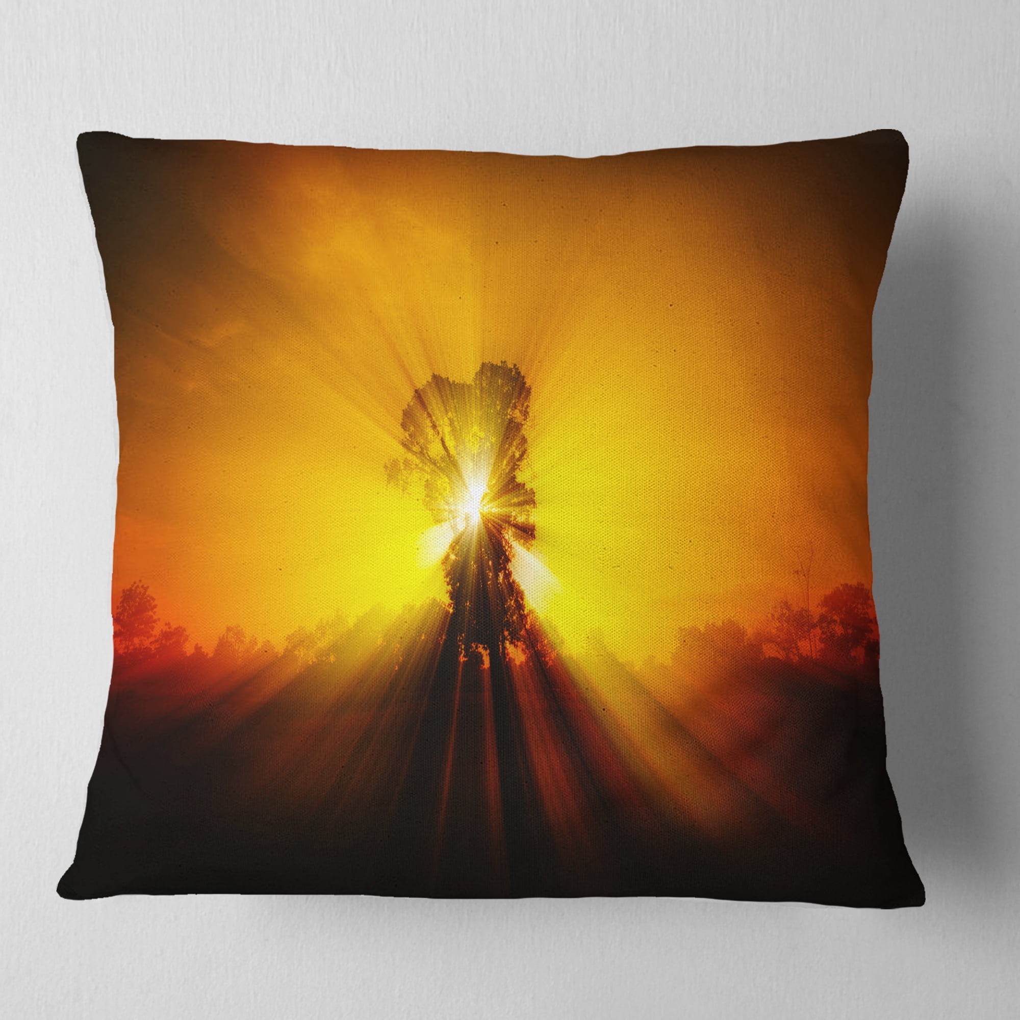Designart Shadows of Trees - Landscape Printed Throw Pillow - 18x18