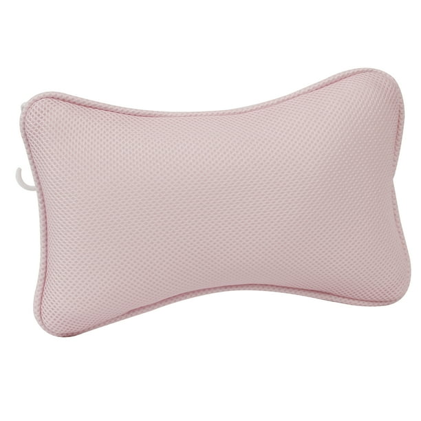 1 almohada de bañera antideslizante con ventosas para reposacabezas, almohada de spa y soporte para cuello y hombros (rosa)