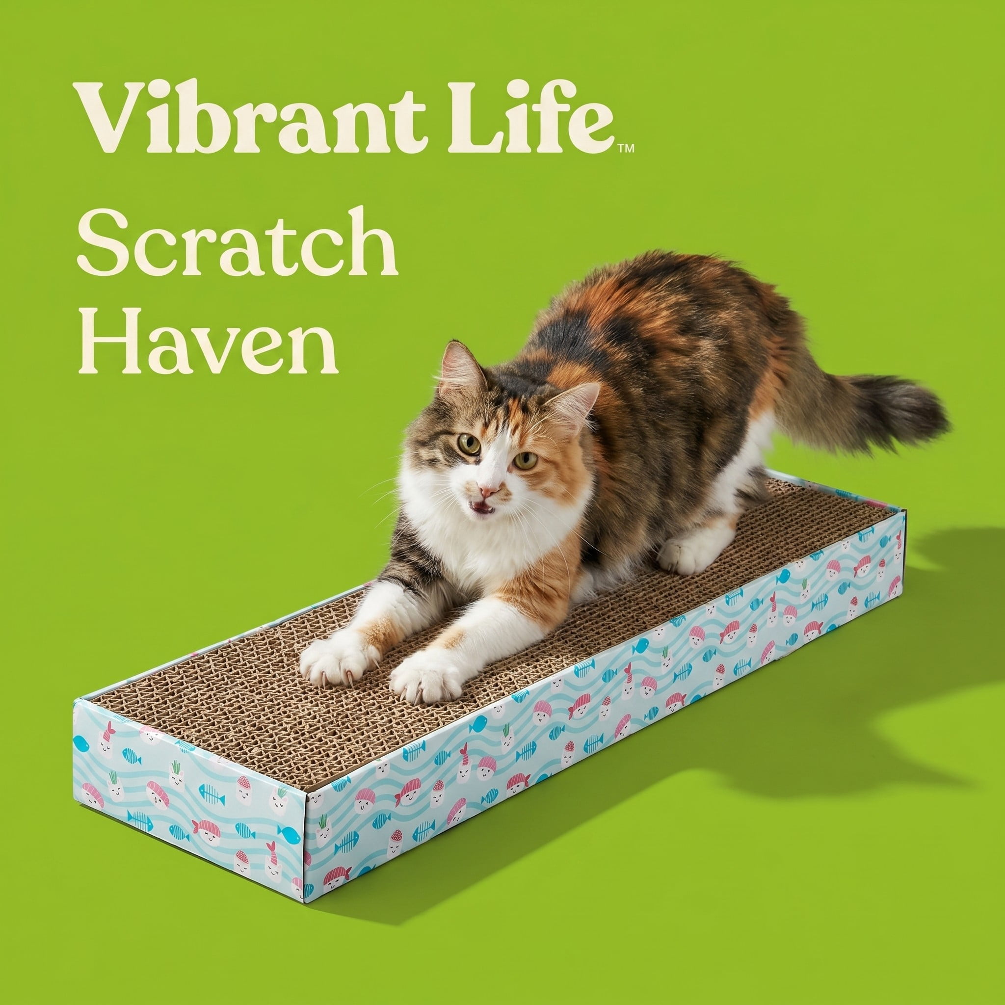 (2 pack) Vibrant Life Corrugate Sushi Cat Scratcher with Catnip, Multicolor, 18 in x 5 in x 1.5 in