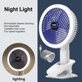 thumbnail image 3 of Ventilador de clip Ventilador eléctrico portátil Ventilador multifunción con clip Ventilador de escritorio Ventilador de mano Ventilador montado en la pared 4 velocidades ajustable con luz nocturna re, 3 of 8