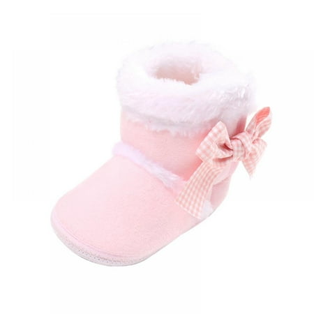 

Xmarks Baby Girl Plush Winter Snow Bowknot Boots Pink 0-18 Months