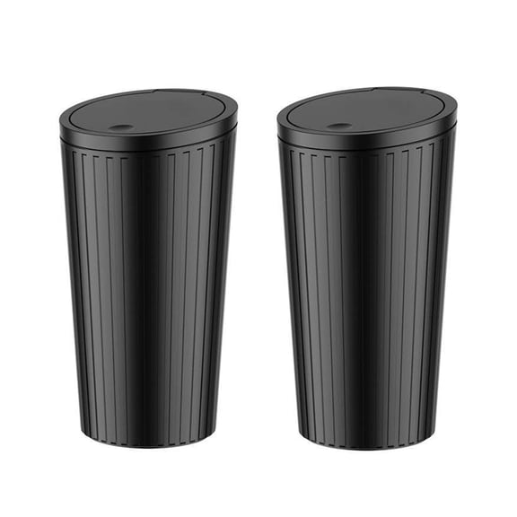 KINGWOLF 2 Pack Car Trash Can With Lid Universal Mini Portable Car Cup Holder Trash Can,Black
