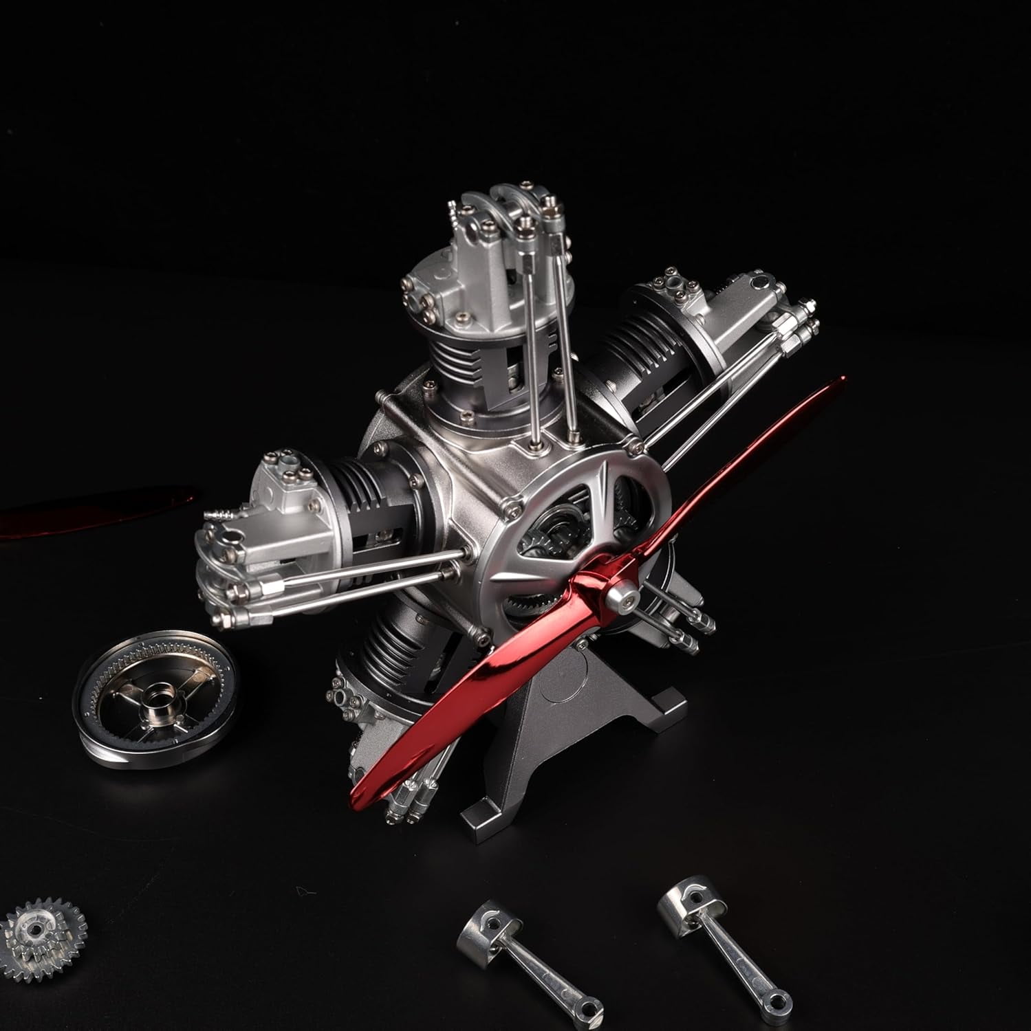 TECHING 5-Cylinder Radial Engine Model Kit That Runs Mechanical Metal Assembly