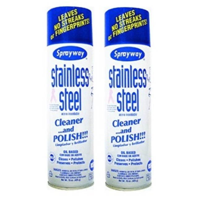 sprayway sw841 stainless steel polish & cleaner, 15 oz (twin pack