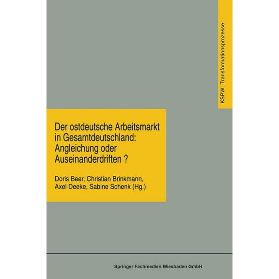 Transformationsprozesse: Schriftenreihe Der Ostdeutsche Arbeitsmarkt in Gesamtdeutschland: Angleichung Oder Auseinanderdriften?, Book 21, (Paperback)