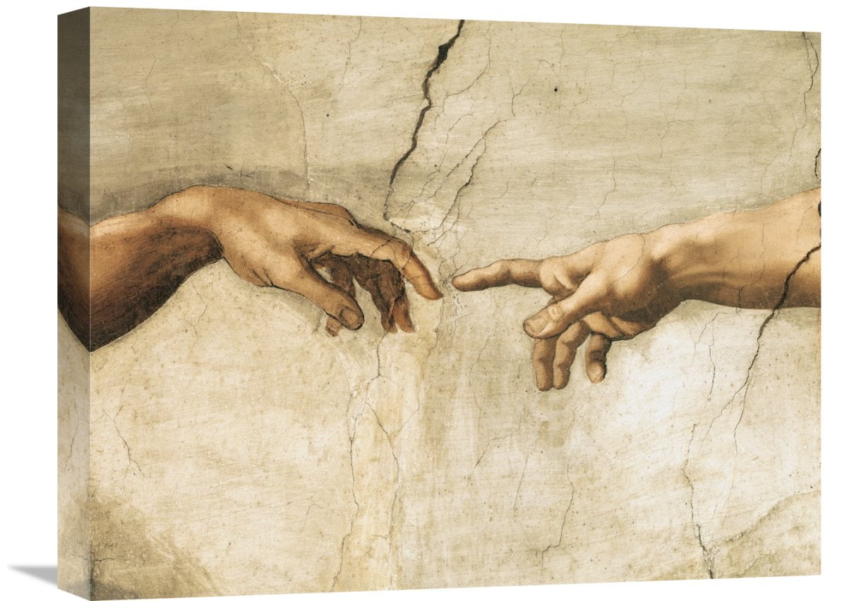 Michelangelo Creation of Adam Detail Canvas Wall Art, Medium Size